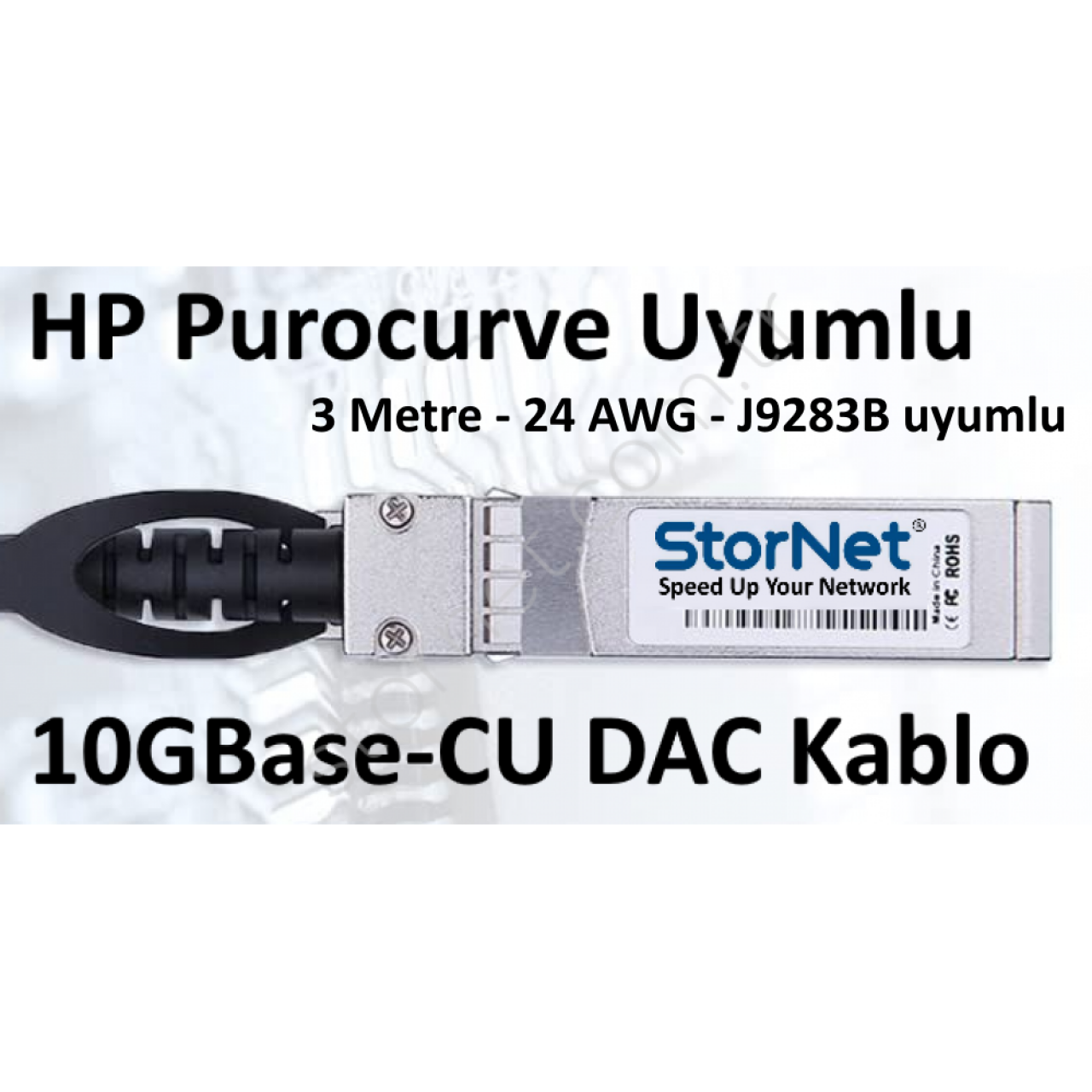 HP Procurve J9283B uyumlu 10GBase DAC Kablo 3 metre 24AWG StorNET