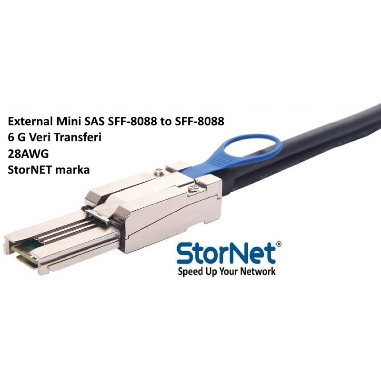 SFF-8088 SFF-8088 Mini SAS 3 Metre Harici Kablo 28AWG StorNET