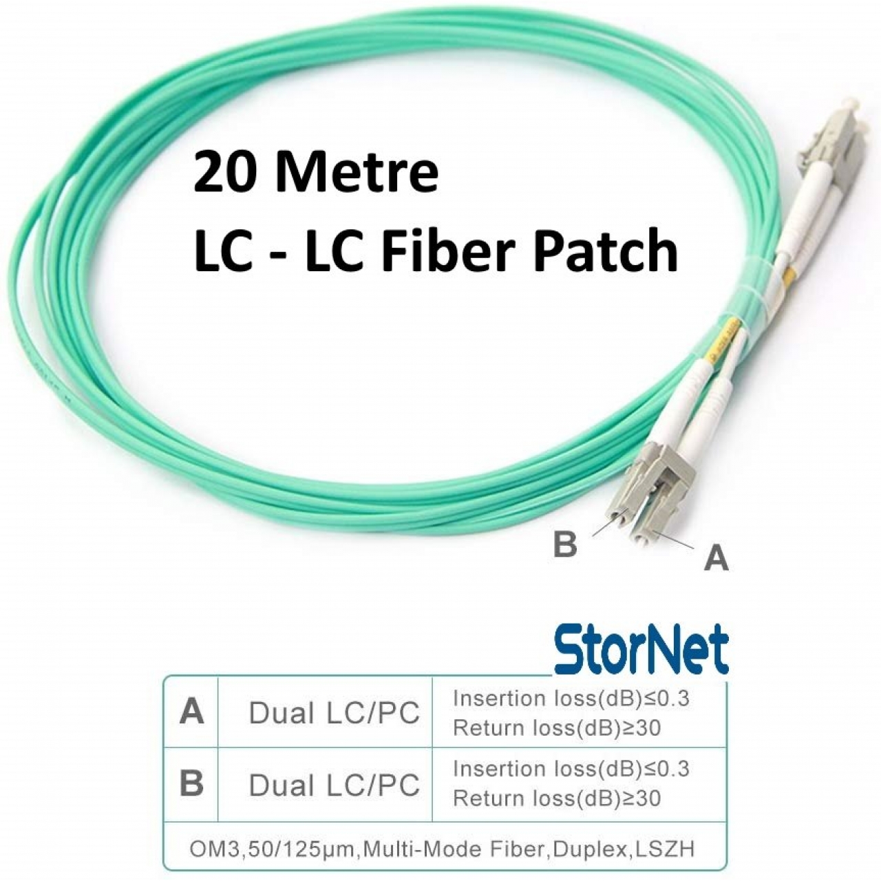 20 Metre LC to LC OM3 10G MM 50/125 Fiber Optic Patch Kablo